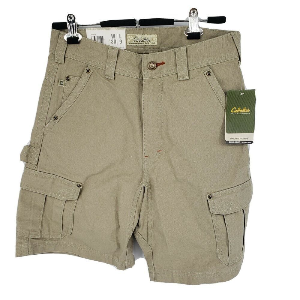 Cabela's Roughneck Canvas Shorts Khaki Tan Cargo